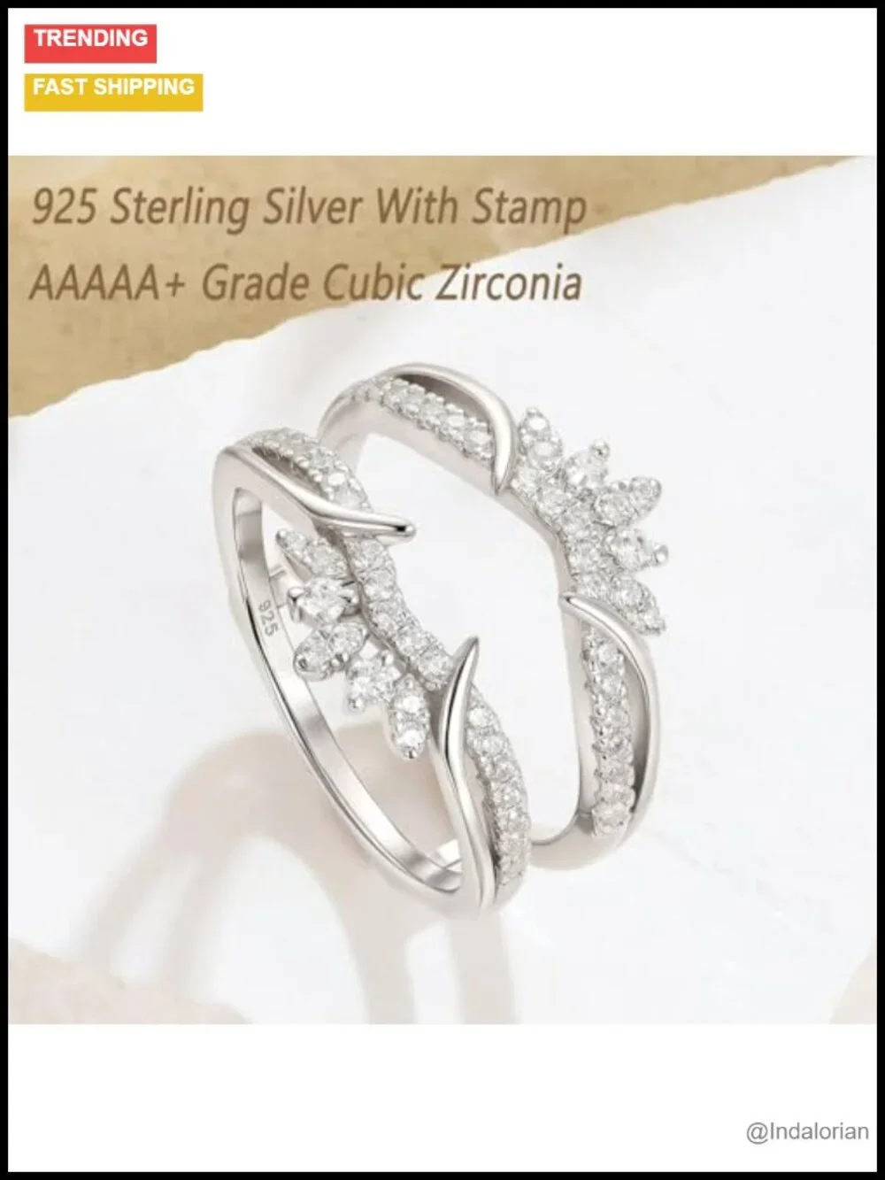 Vintage Cubic Zirconia Ring Enhancer in 925 Sterling Silver